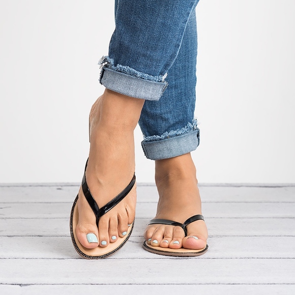 Freya Rhinestone Trim Flip Flop Sandals - Picture 4 of 4